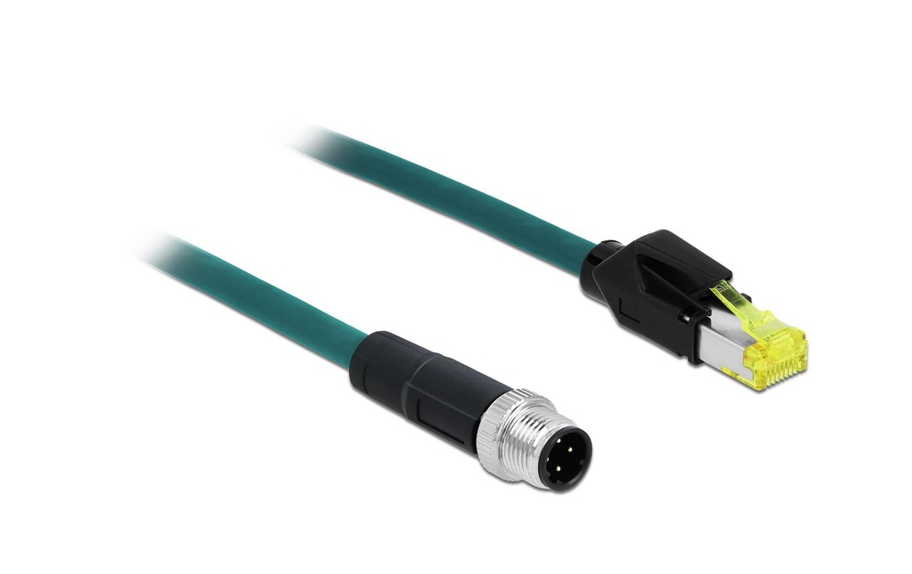 Delock Câble patch M12-RJ45 SF/UTP, 2 m, PROFINET 4 broches codage D