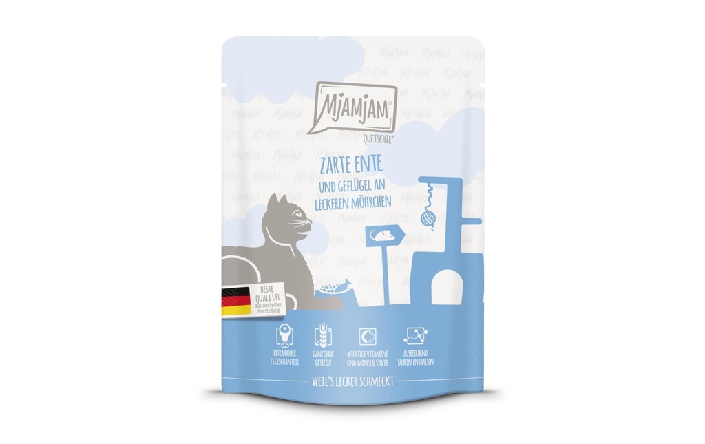 Mjamjam Alimentation humide Quetschieschie Canard & Volaille, 300 g