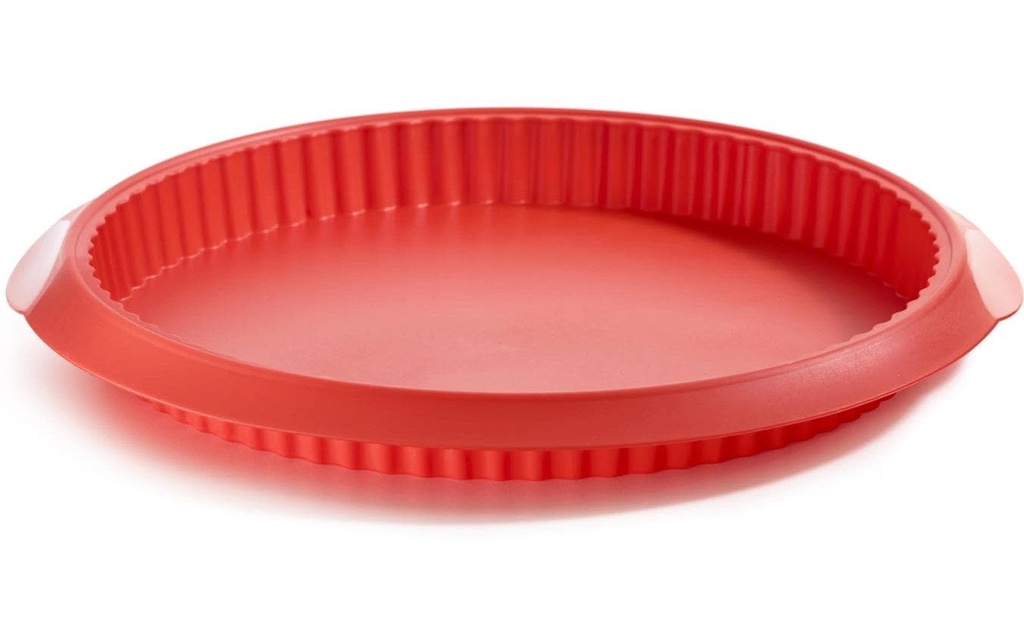 Lékué Moule à quiche Silicone, ø 28 cm, rouge