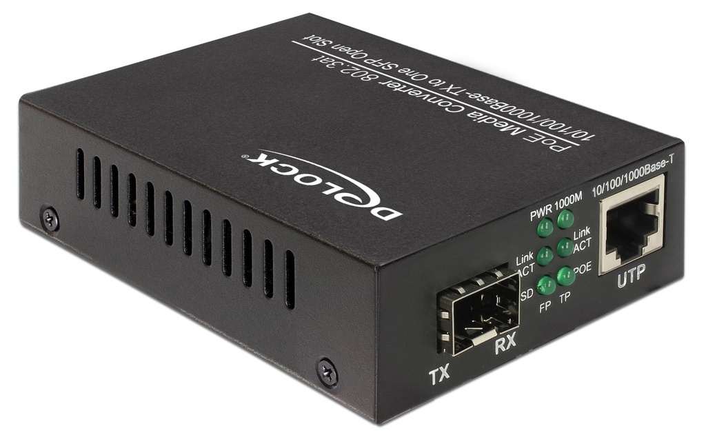 Delock Convertisseur de médias SFP - RJ45 1Gbps avec PoE+