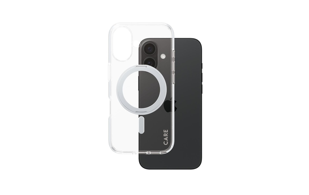 CARE Coque arrière Feature Kickstand iPhone 16 Argent