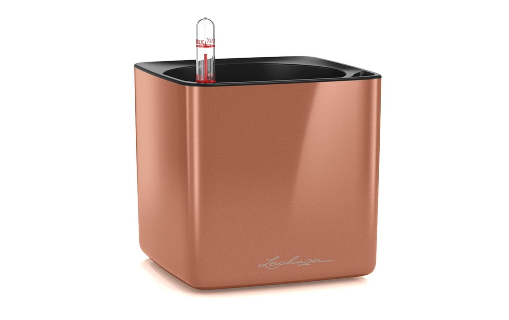 Lechuza Pot à fleur CUBE Glossy Cuivre