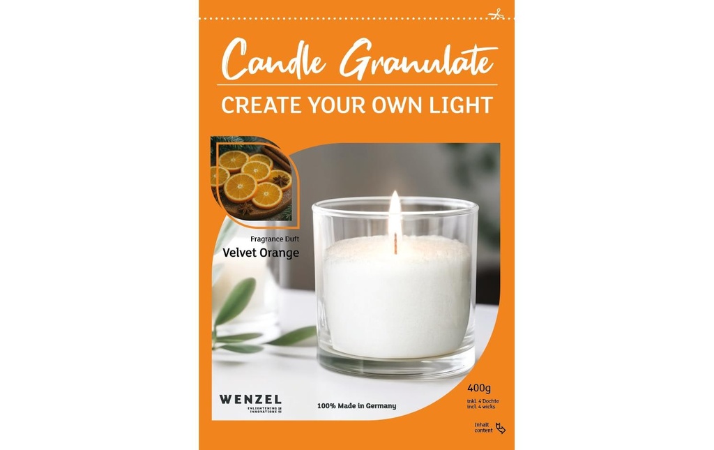 Wenzel Kerzen Granulés de cire Velvet Orange 400 g