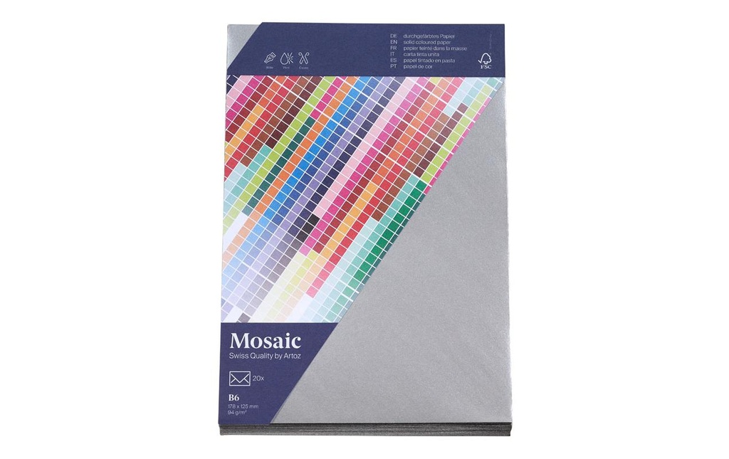 Artoz Enveloppe Mosaic B6, 20 pièces, Argenté