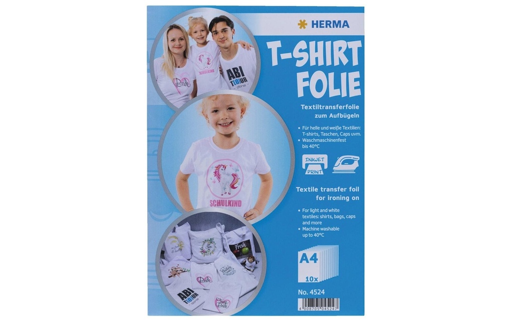 HERMA Film T-shirt A4 textile clair (10 pces)