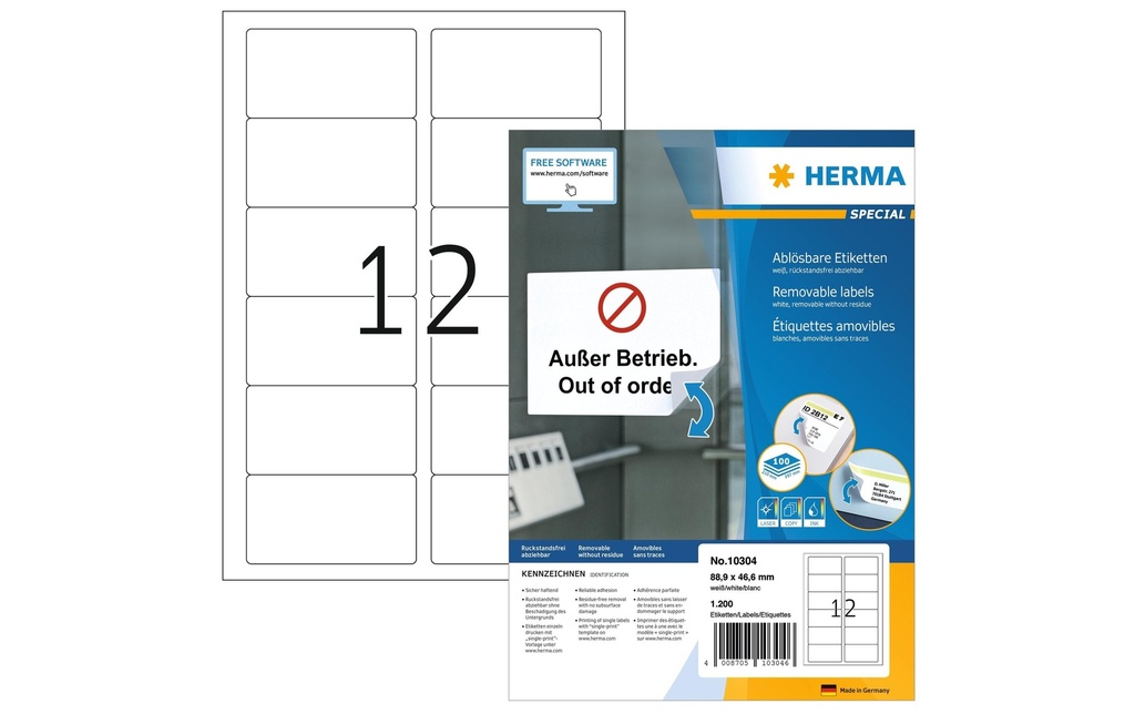 HERMA Etiquettes enlevable 88.9x46.6 (100 pces)