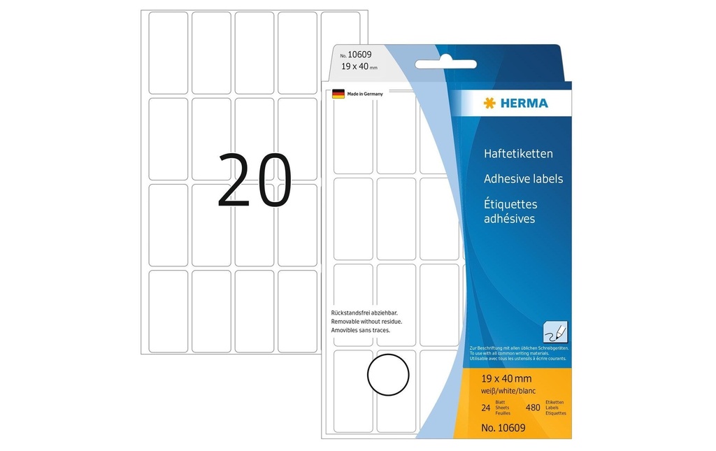 HERMA Etiquettes enlevable 19x40 (24 pces)