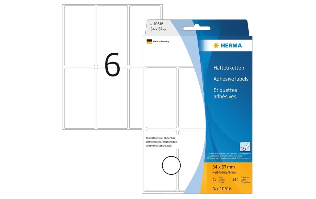 HERMA Etiquettes enlevable 34x67 (24 pces)