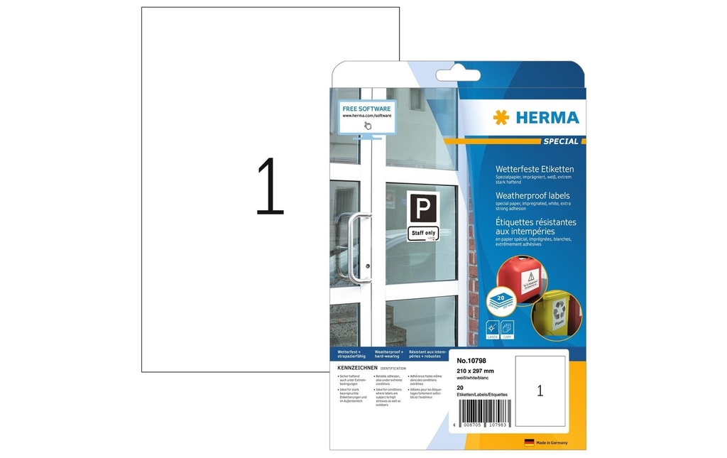 HERMA Etiq.résist.aux intemp.210x297 (20 pces)