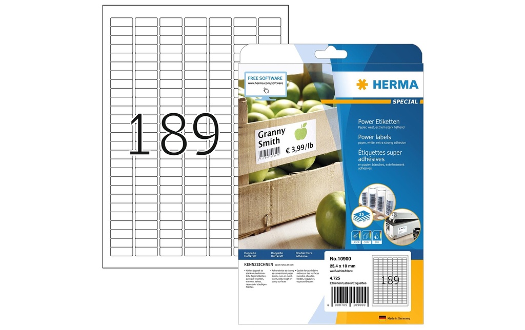 HERMA Etiquettes Power 25.4x10 (25 pces)