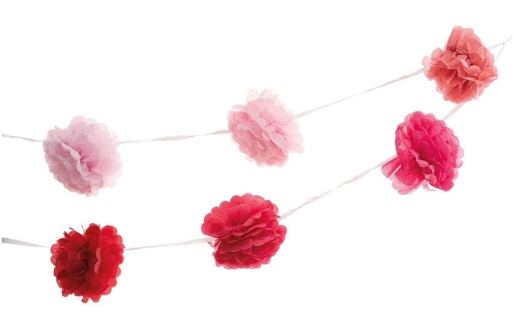 Rico Design Guirlande Pompon 1.8 m, 2 pièces, Rose