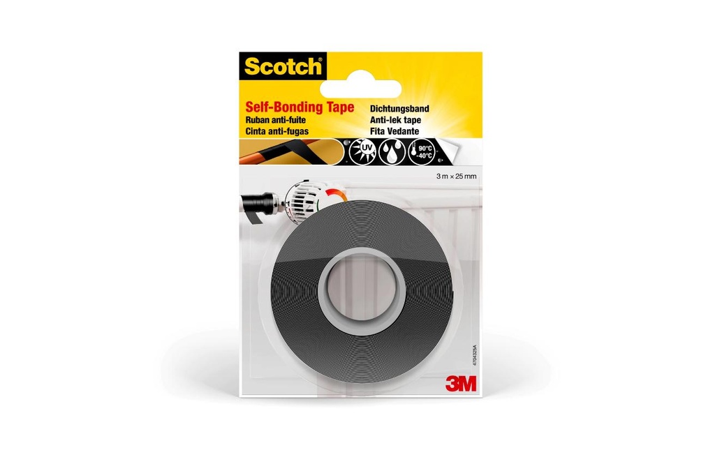 Scotch Ruban adhésif double-face Joint d'étanchéité 25 mm x 3 m, Noir