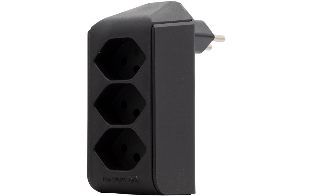 Brennenstuhl Fiche de branchement 3 x T13, pivotant à 300°, noir