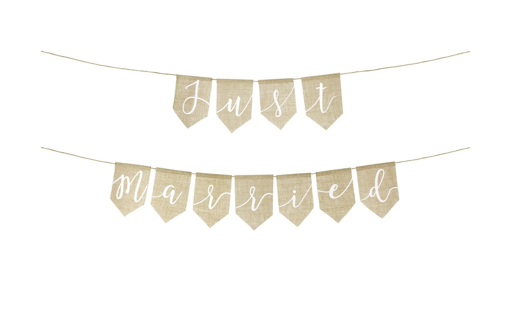 Partydeco Guirlande Just Married Marron/Blanc