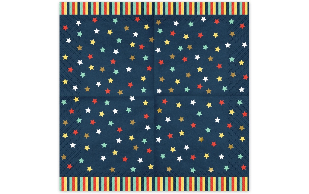 Partydeco Serviettes en papier Étoiles 33 cm x 33 cm, 12 Pièce/s