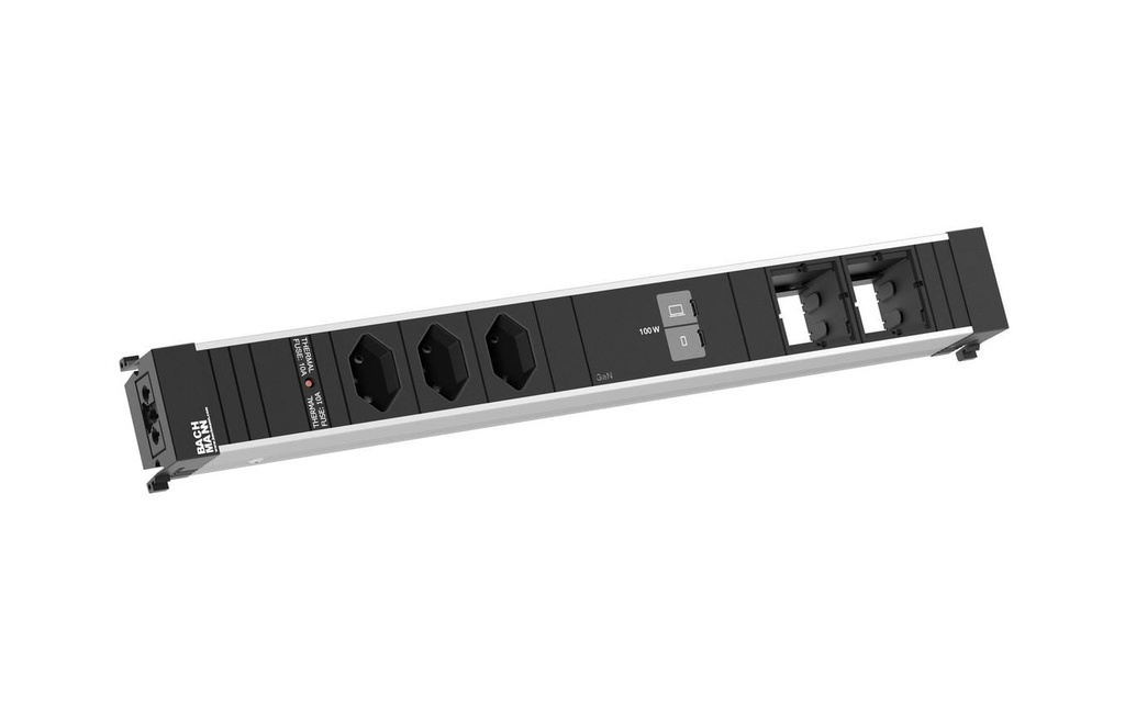 Bachmann Bloc multiprises d’encastrement CONF XL 3xT13 1xUSB C/C 100W 2xCM