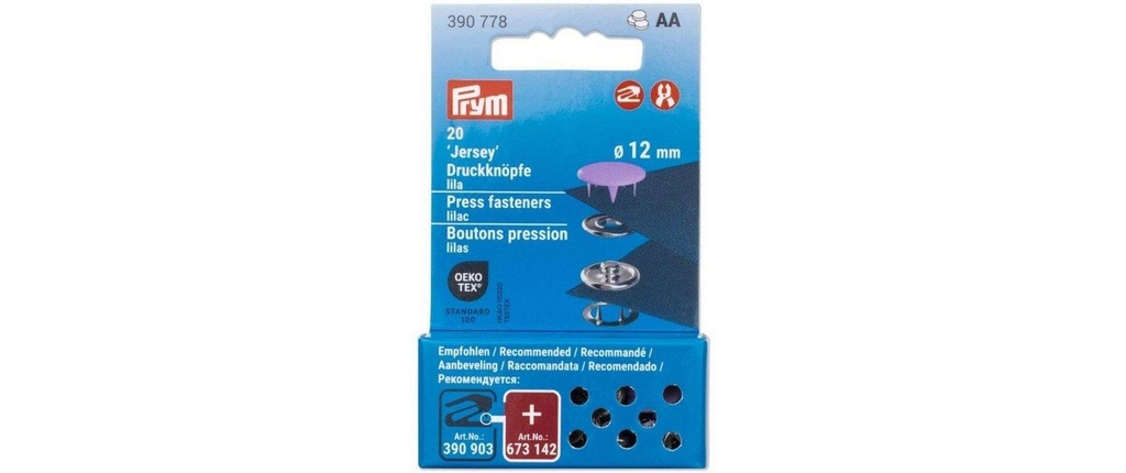 Prym Boutons poussoirs Jersey 12 mm, violet