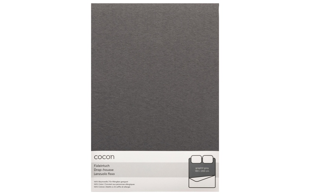 COCON Drap-housse Jersey 180-200 x 200 cm, Graphite