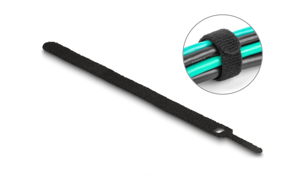 Delock Serre-câble auto-agrippant Noir 200 mm x 12 mm, 10 pièces