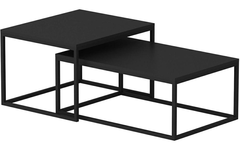 Woody Fashion Table basse Leka Set de 2 pièces, Noir