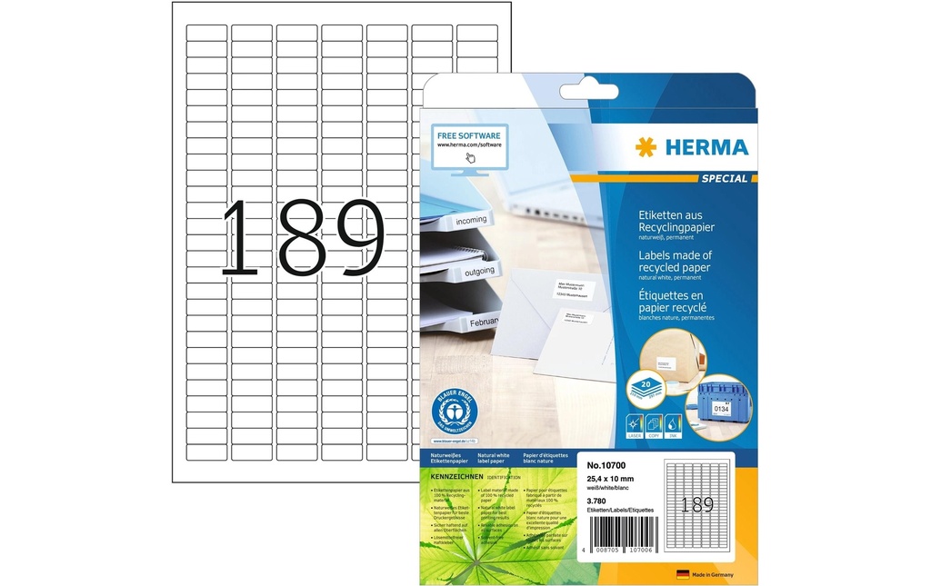 HERMA Etiquettes recycling 25.4x10 (20 pces)