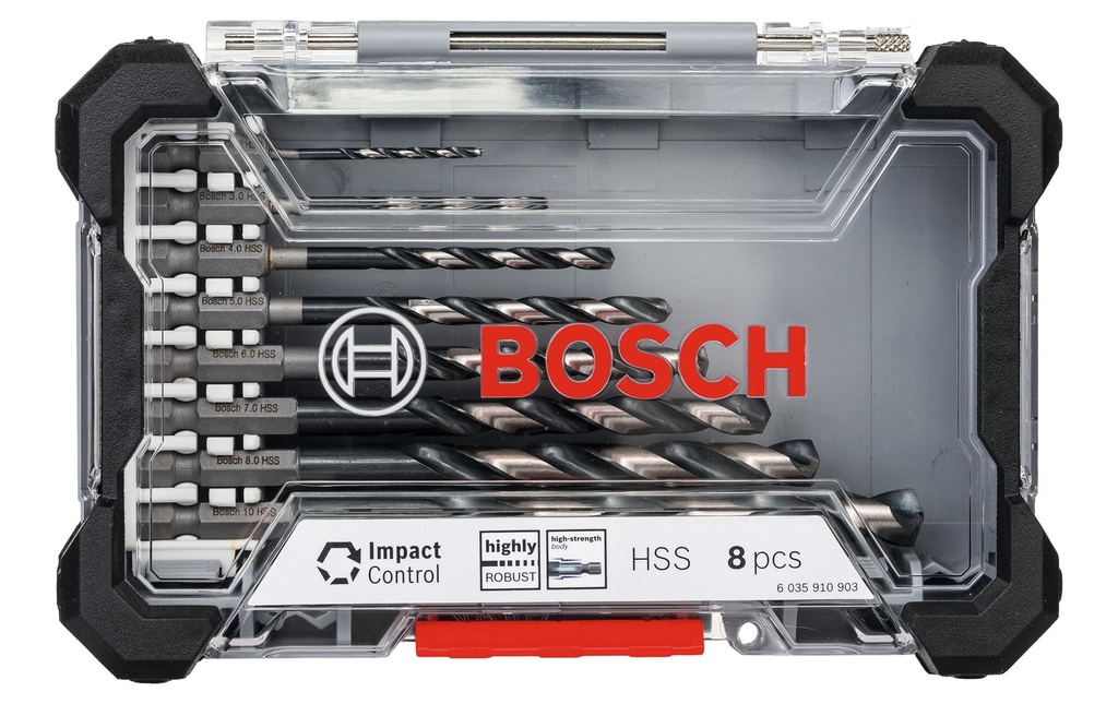 Bosch Professional Kits de forets Impact Control HSS, 8 pièces