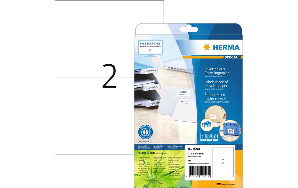HERMA Etiquettes recycling 210x148 (20 pces)