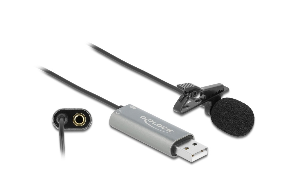 Delock Microphone Tie/Lavier USB, omnidirectionnel 24Bit/192Khz