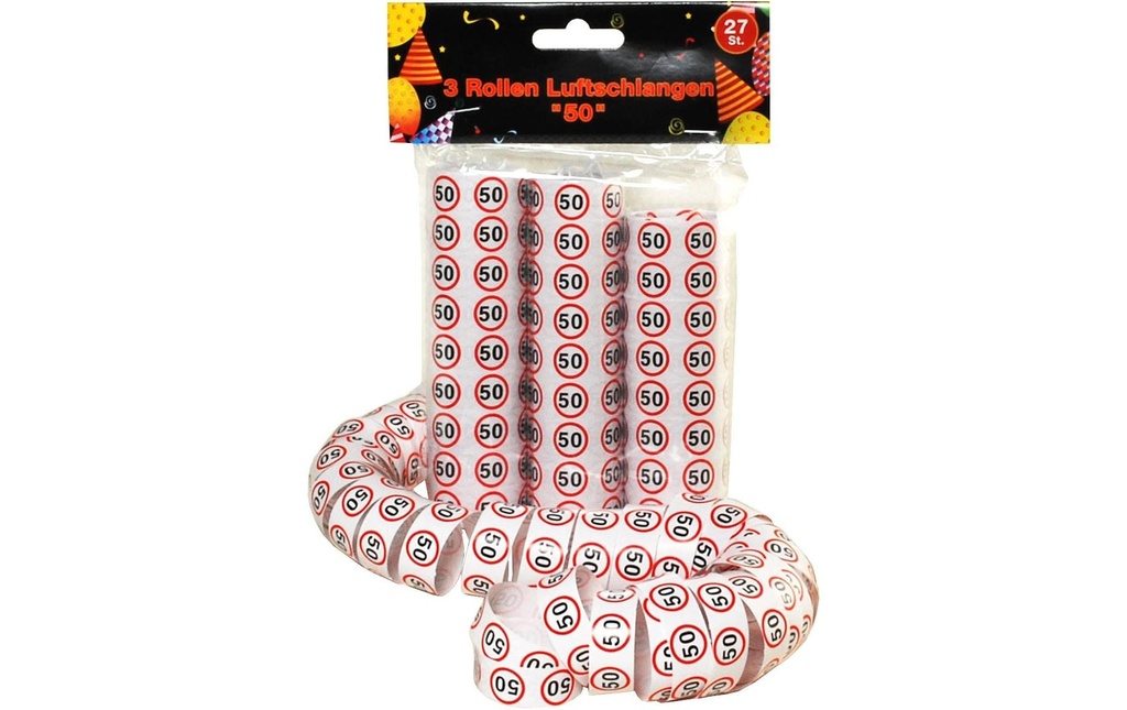 Trendcompany Serpentins 50e anniversaire 3 rouleaux, 27 pièces