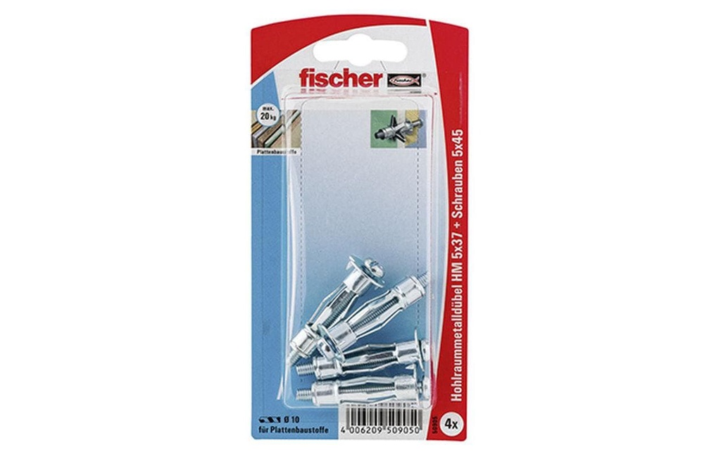 Fischer Cheville pour Supports creux  HM 5 x 37 S, 4 Pièce/s