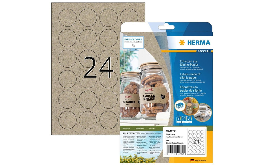 HERMA Etiq.Silphie-pap.rond 40mm (20 pces)