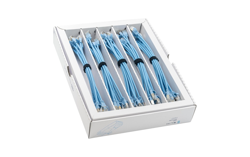 SLIM Câble patch slim RJ-45, Cat 6A, U/FTP, 0.25 m, Bleu, 50-Pack