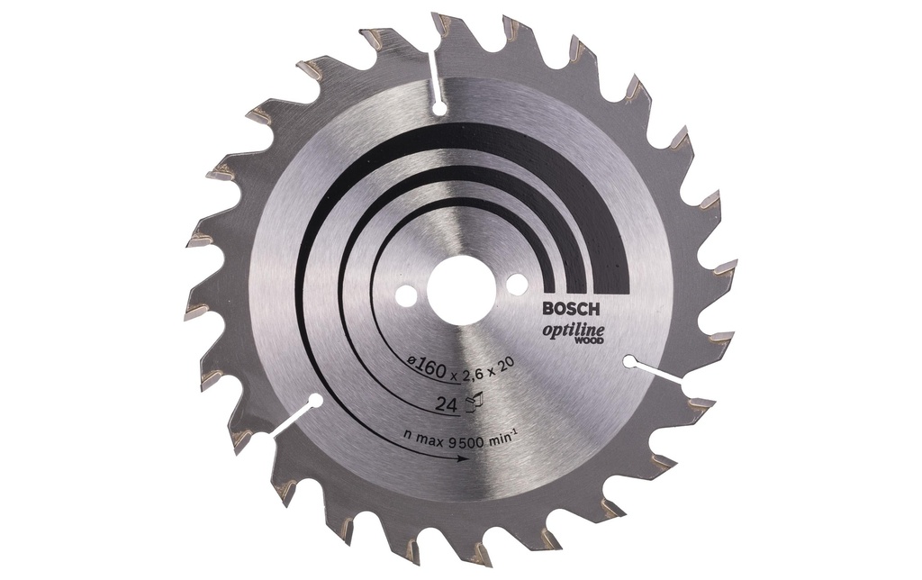 Bosch Professional Lame de scie circulaire Optiline Wood, 160 x 20 x 2.6 mm, Z 24