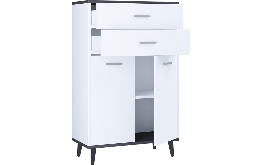 VCM Commode Lindas 60 x 97 cm,  Blanc/Anthracite