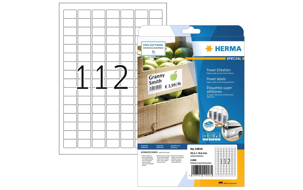 HERMA Etiquettes Power 25.4x16.9 (25 pces)