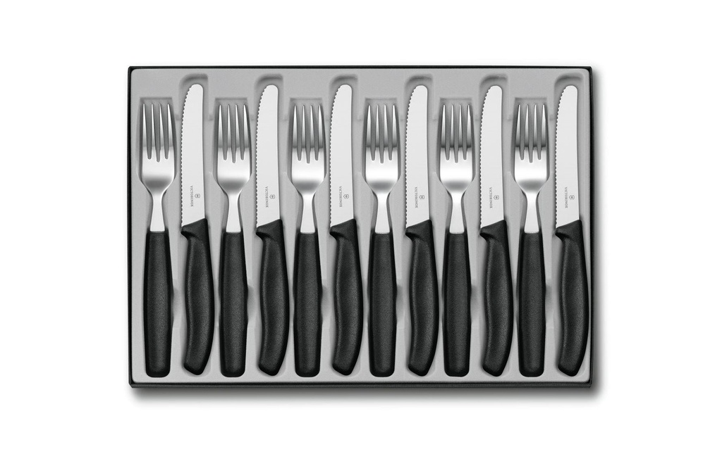Victorinox Kits de couverts Swiss Classic 12-parties, Noir/Argenté