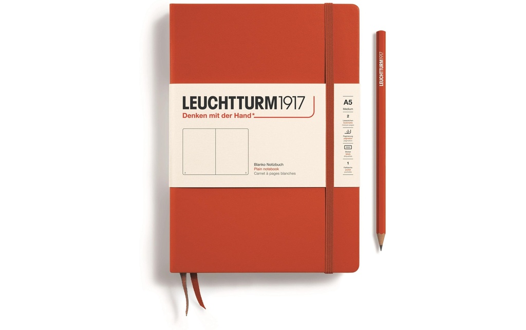 Leuchtturm Bloc-notes Medium A5, Vierge, Rouge