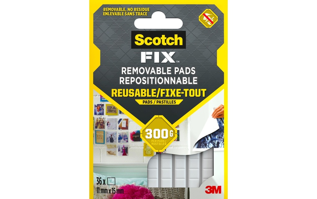 Scotch Tampons adhésifs Scotch-Fix, 11 mm x 15 mm, Blanc