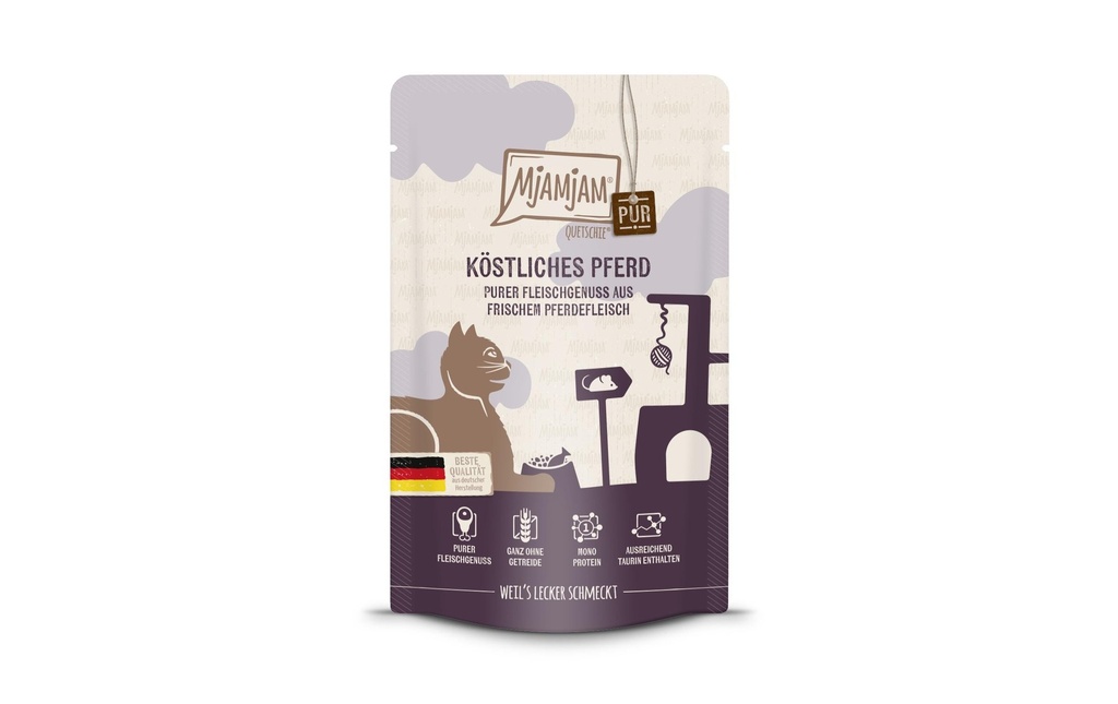 Mjamjam Alimentation humide Quetschie Cheval pur, 125 g