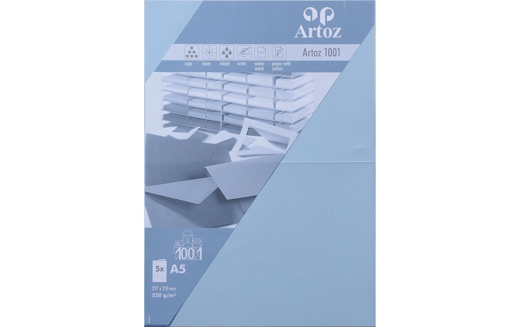 Artoz Carte vierge 1001, A5, 5 feuilles, bleu pastel