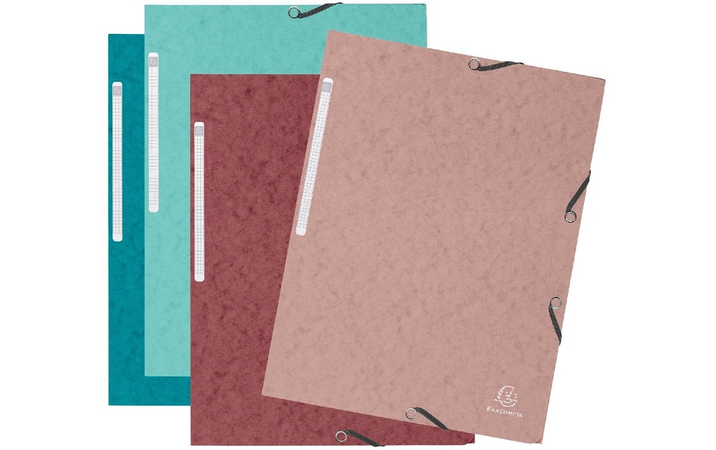 Exacompta Portfolio à ruban élastique A4 Scandi 4 pièces, multicolore