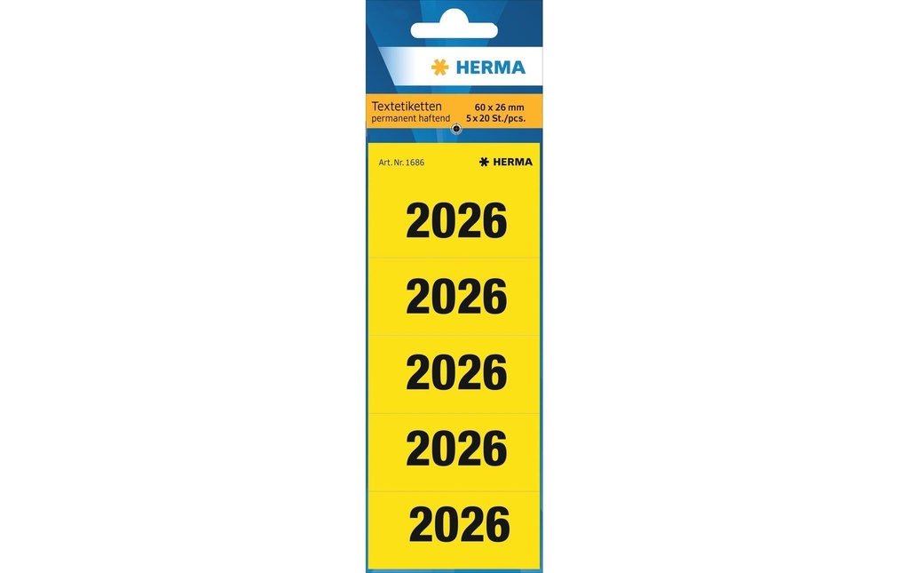 HERMA Étiquet.de l'année 2026 jaune (20 pces)