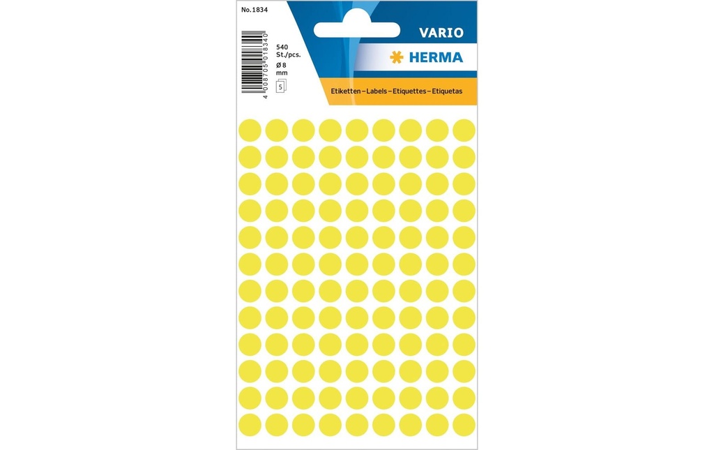HERMA Pastil.coul.Vario 8mm jaune fl (5 pces)
