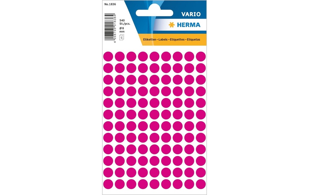 HERMA Pastilles coul.Vario 8mm pink (5 pces)