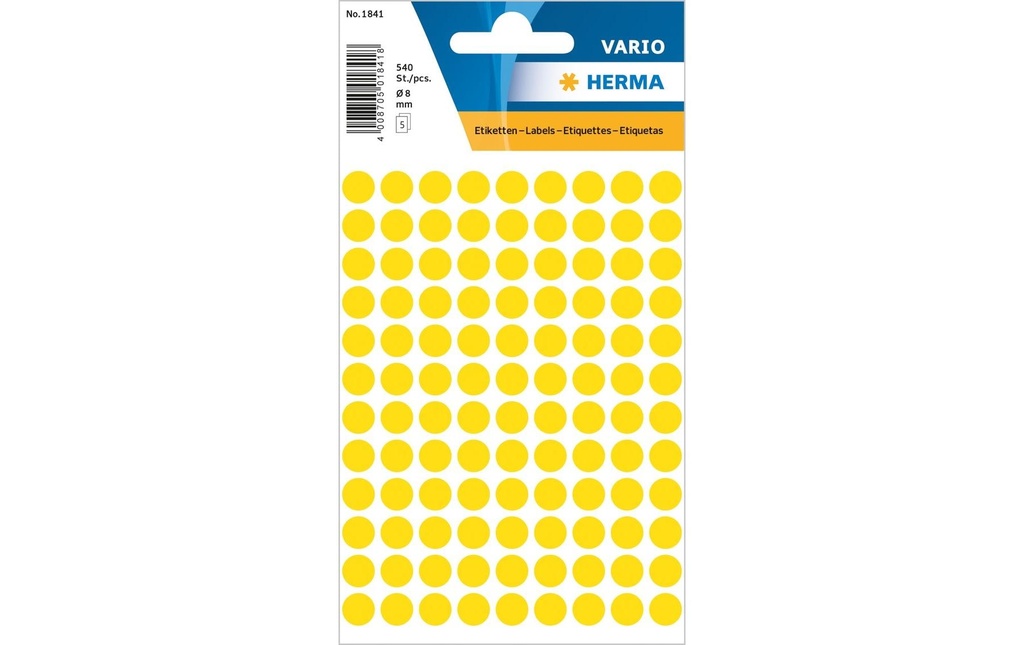 HERMA Pastilles coul.Vario 8mm jaune (5 pces)
