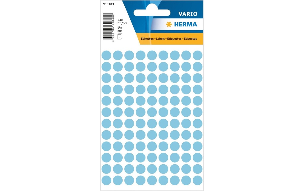 HERMA Pastilles coul.Vario 8mm bleu (5 pces)