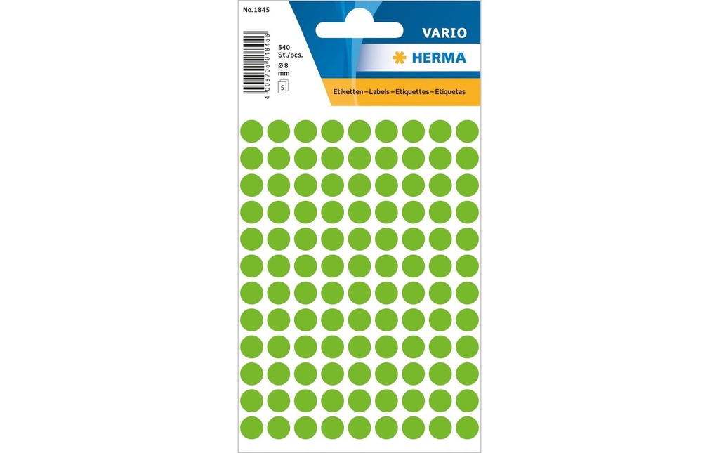 HERMA Pastilles coul.Vario 8mm vert (5 pces)