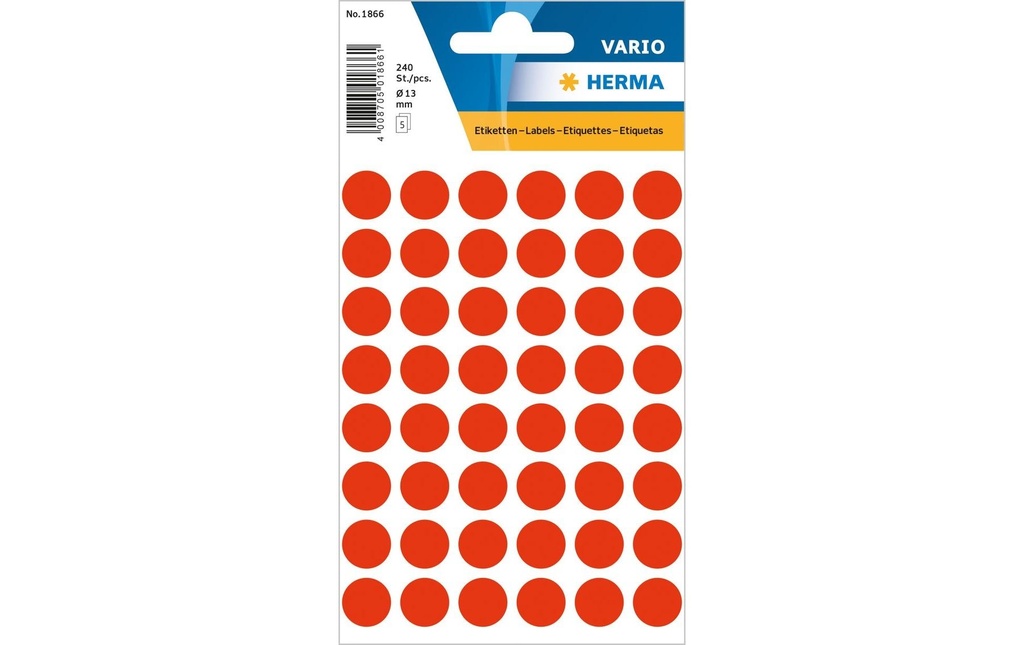 HERMA Pastil.coul.Vario 13mm rougefl (5 pces)