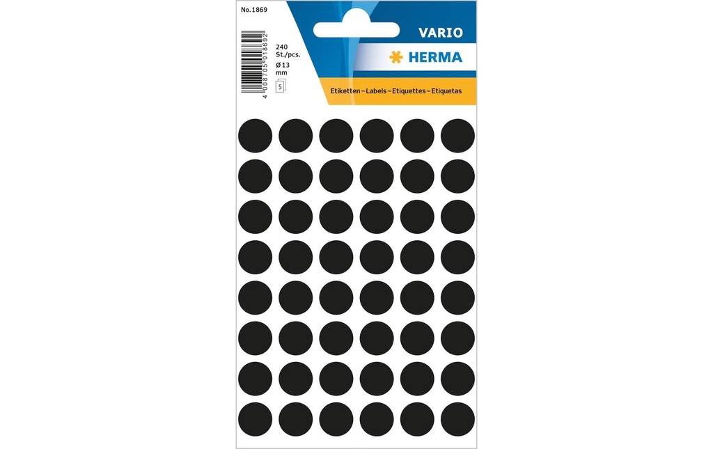 HERMA Pastil.couleur Vario 13mm noir (5 pces)
