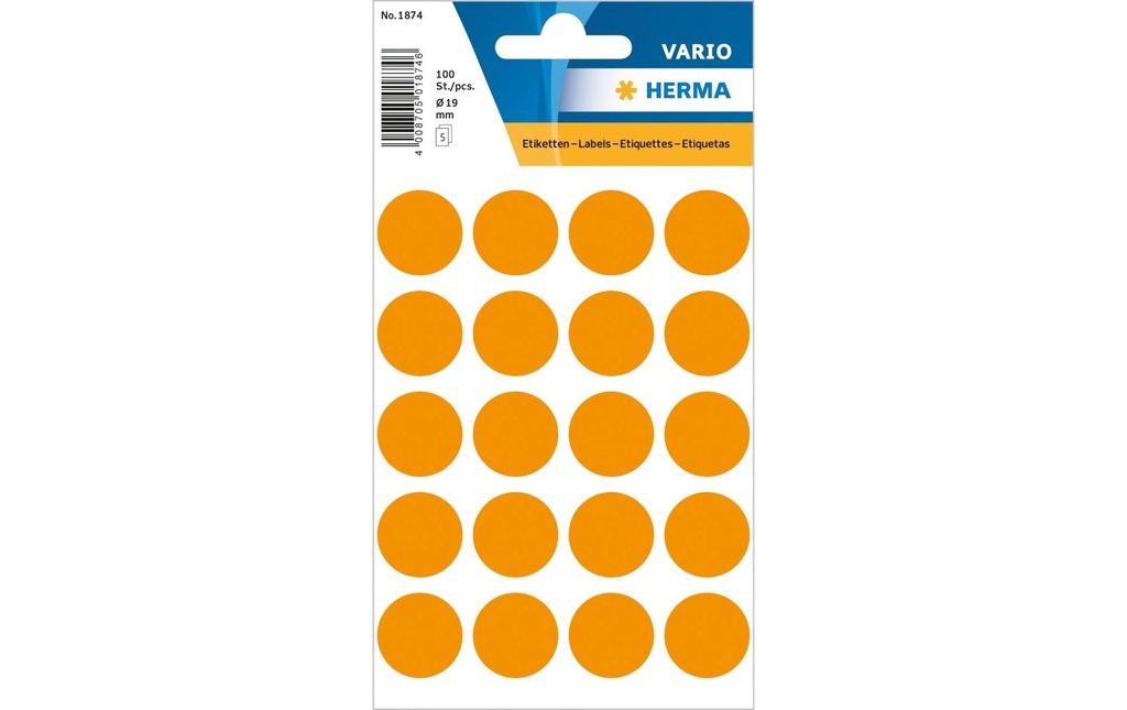 HERMA Pastil.coul.Vario 19mm orangef (5 pces)